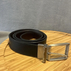 Nike Golf Belt Mens Size 40 Reversible‎ Black Brown Leather Silver Tone Buckle